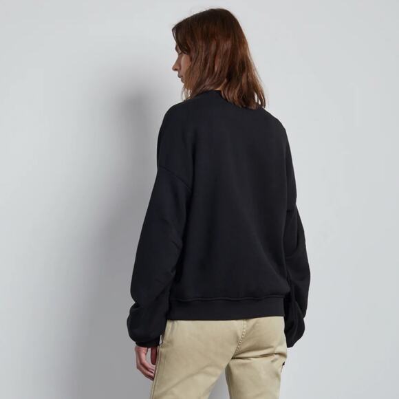 R13 Pleated Sleeve Drop Shoulder Japanese French Terry Black Sweatshirt S - Picture 2 of 12